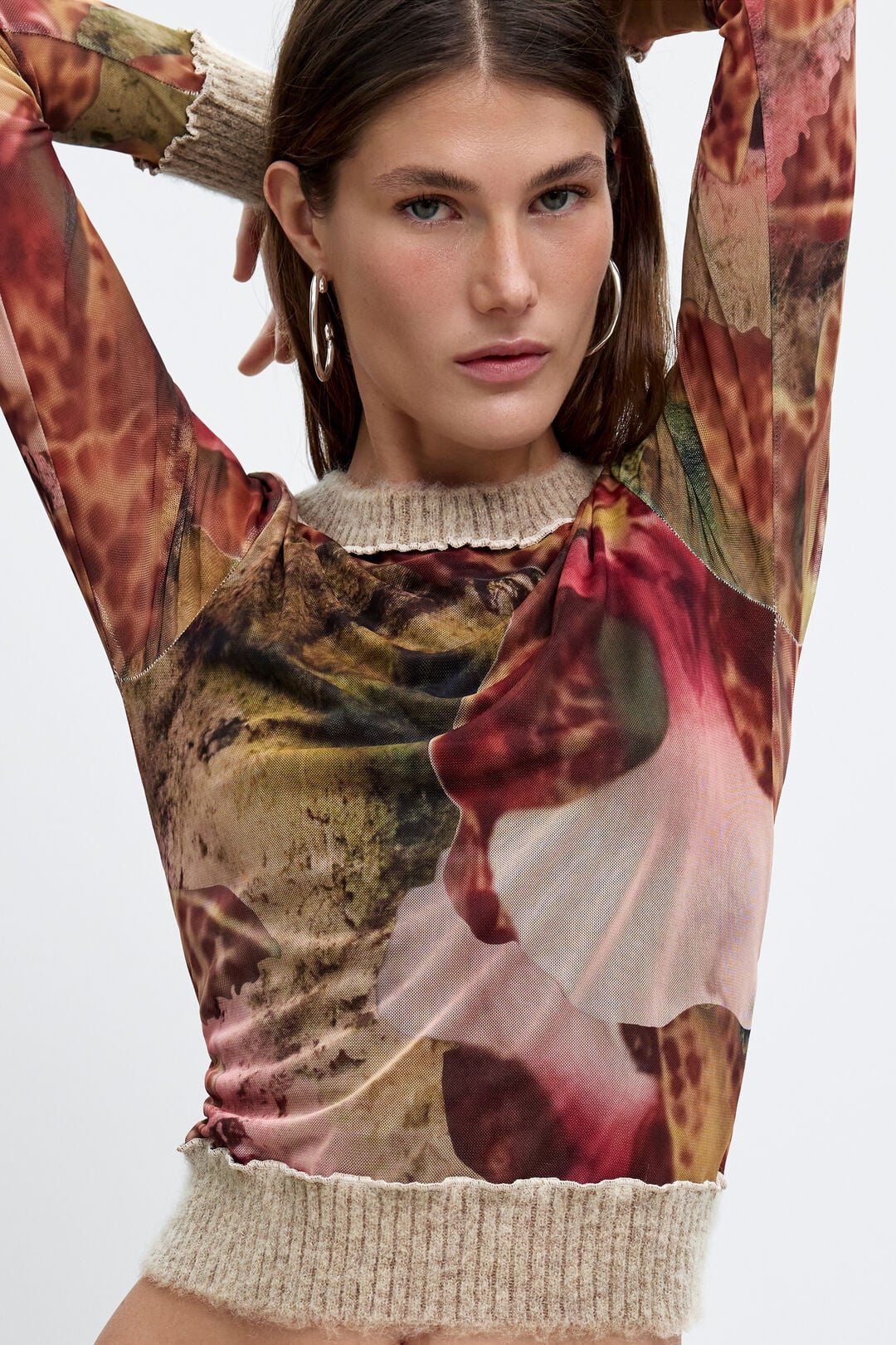 Abstract Print Sheer Top - by Desigual x Christian Lacroix
