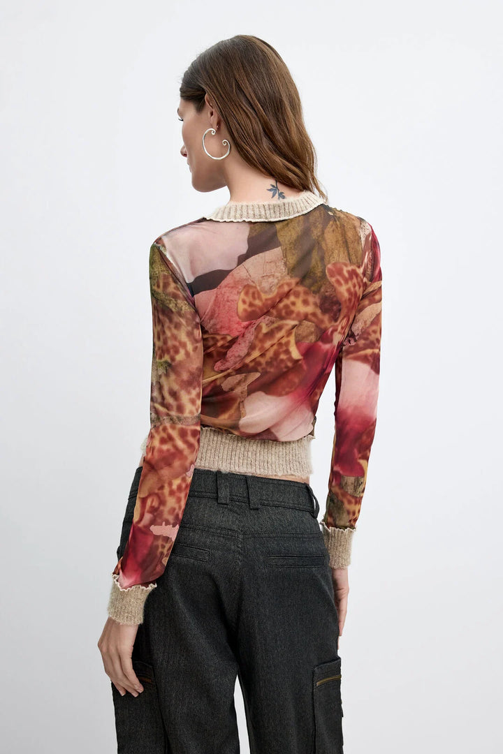 Abstract Print Sheer Top - by Desigual x Christian Lacroix