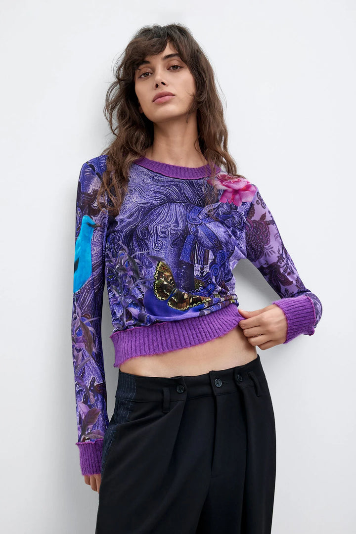 Purple Horse Sheer Top - by Desigual x Christian Lacroix
