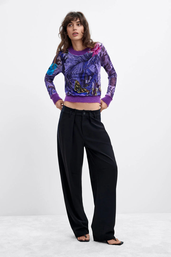 Purple Horse Sheer Top - by Desigual x Christian Lacroix