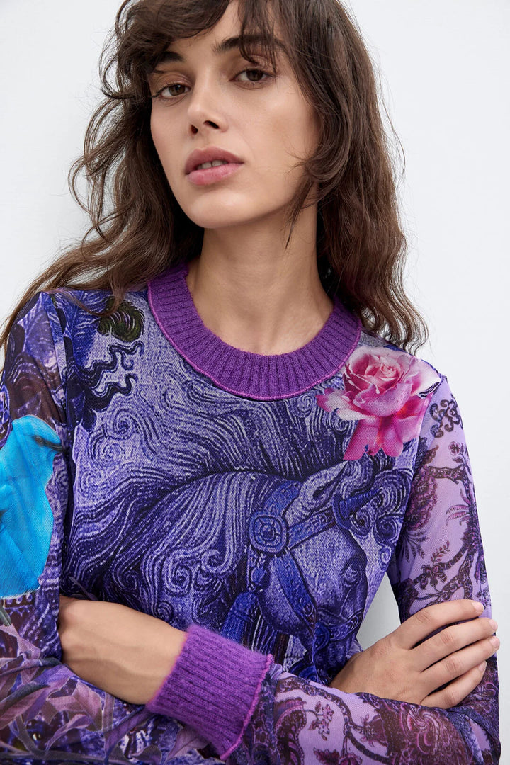 Purple Horse Sheer Top - by Desigual x Christian Lacroix