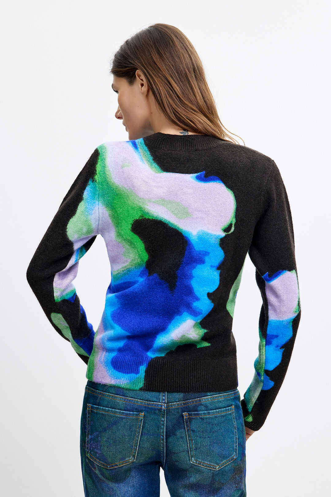 Blue Abstract Knit Sweater - by Desigual