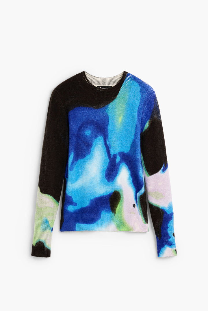 Blue Abstract Knit Sweater - by Desigual