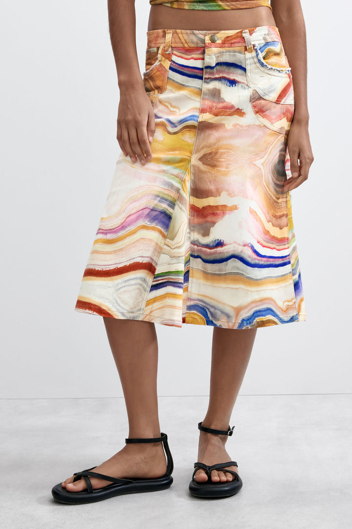 Marble Print Midi Skirt - by Desigual
