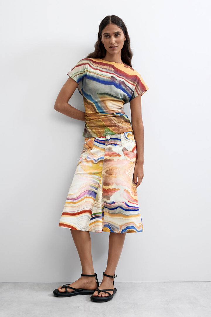 Marble Print Midi Skirt - by Desigual