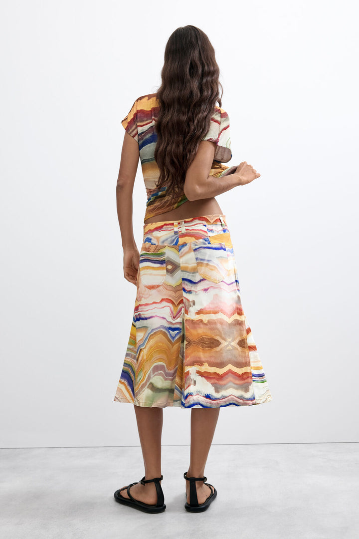 Marble Print Midi Skirt - by Desigual