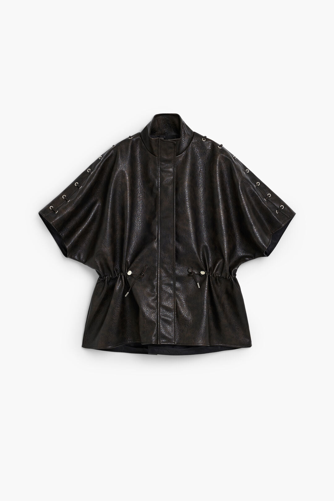 Dark Brown Patina Faux Leather Cape Jacket - by Desigual