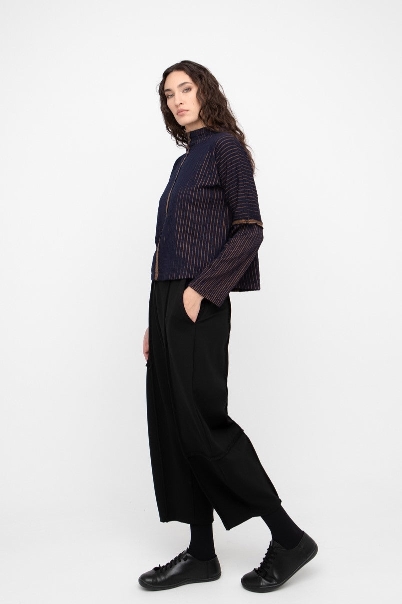 Navy & Gold Textured Sweater Top - by Ozai N Ku