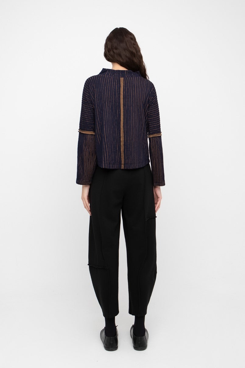 Navy & Gold Textured Sweater Top - by Ozai N Ku