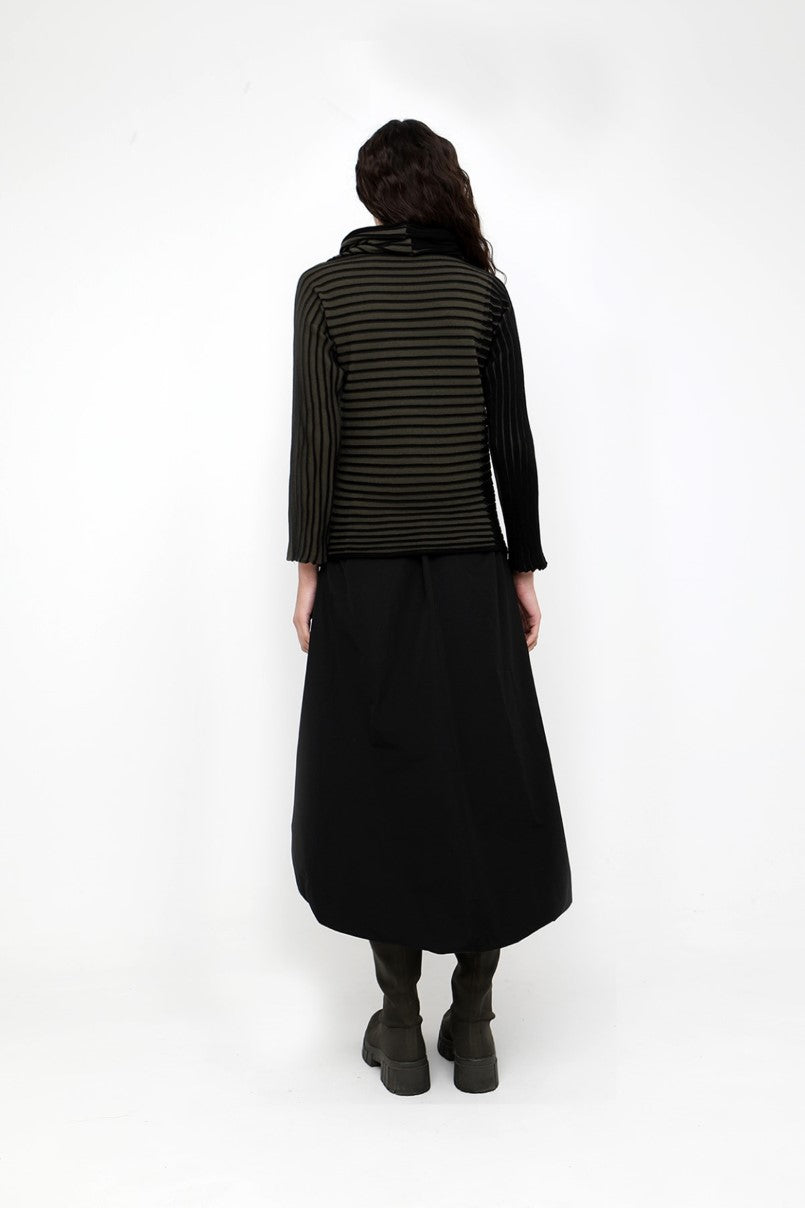 Olive & Black Ribbed Cowl Neck Sweater - by Ozai N Ku