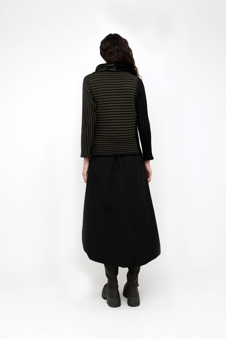 Olive & Black Ribbed Cowl Neck Sweater - by Ozai N Ku