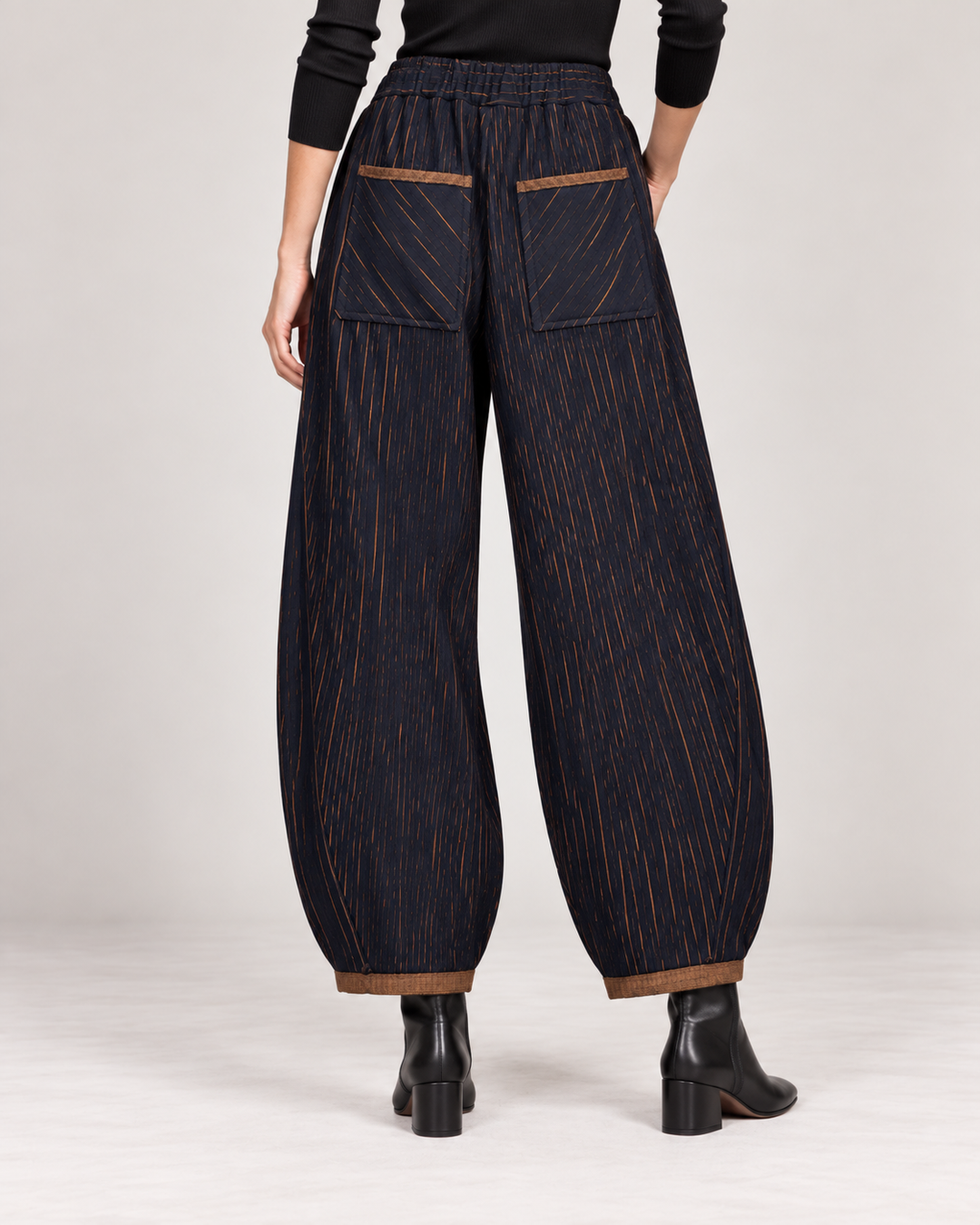 Navy & Gold Barrel Pant - by Ozai N Ku