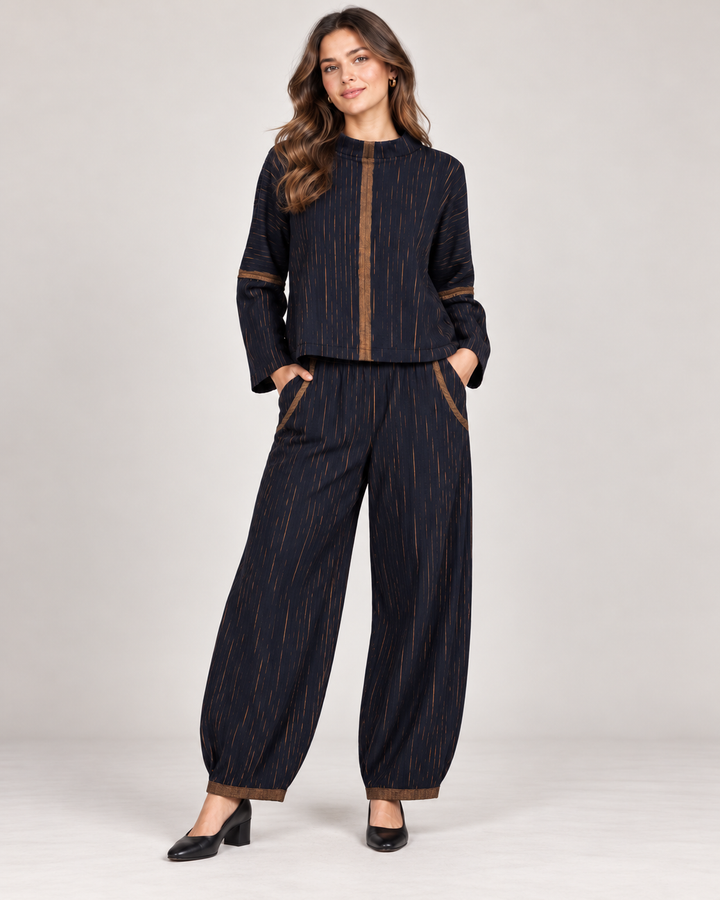 Navy & Gold Barrel Pant - by Ozai N Ku