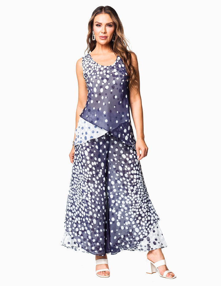Reversible Navy/White Polka Dot Top
