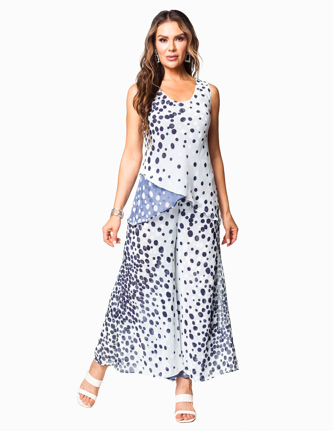 Reversible Navy/White Polka Dot Top
