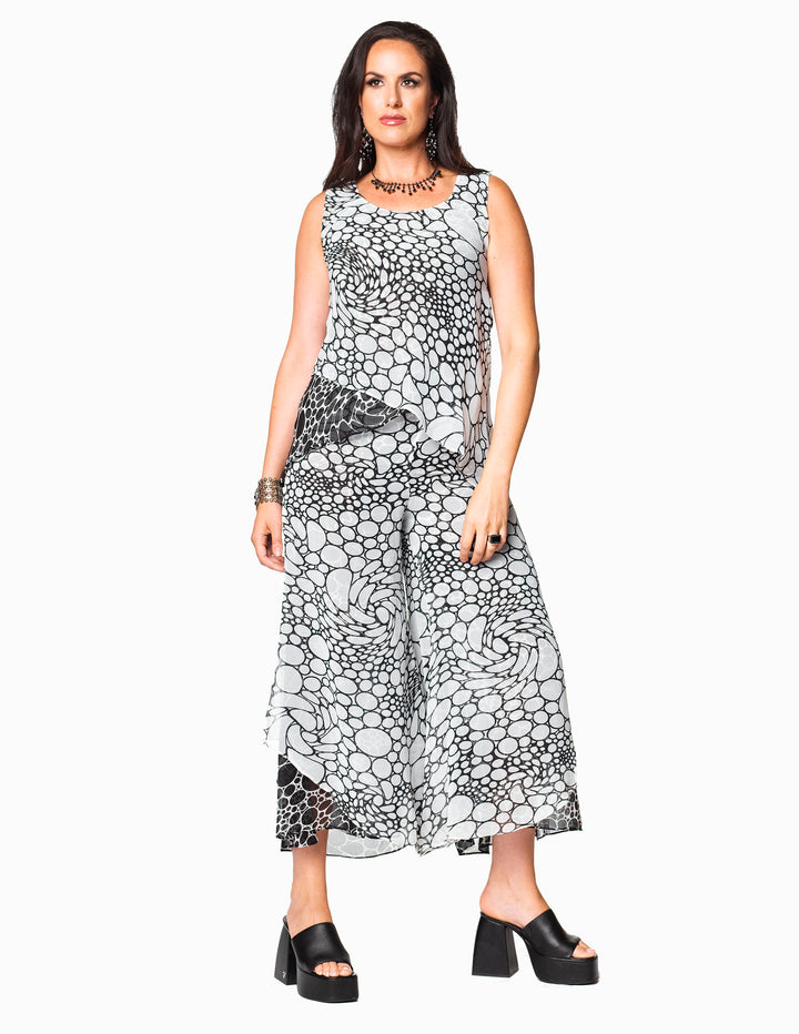 Reversible Black/White Polka Dot Palazzo Pants