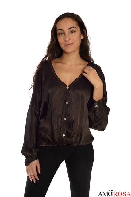 Amorosa Cocoa Knot Front Blouse
