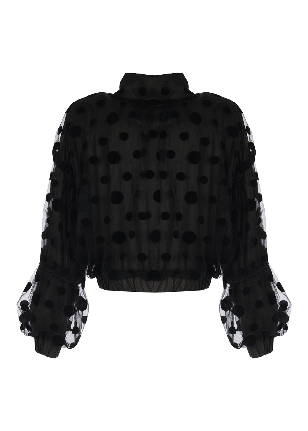 Black Sheer Polka Dot Bomber Jacket - by Kozan