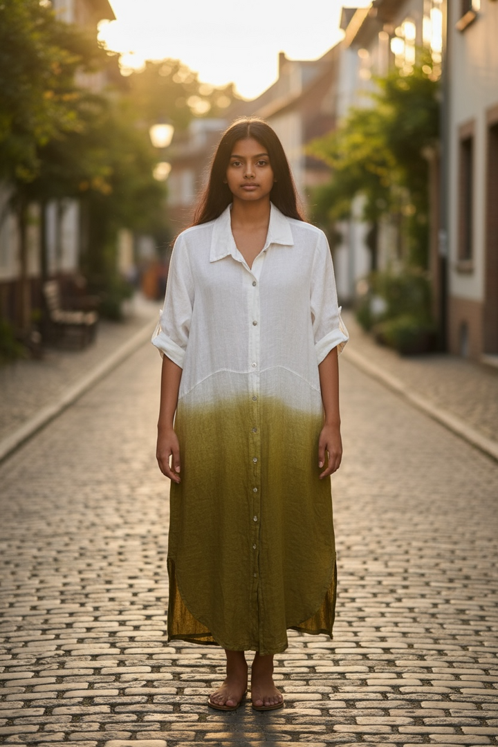 Ombré Linen Shirt Dress