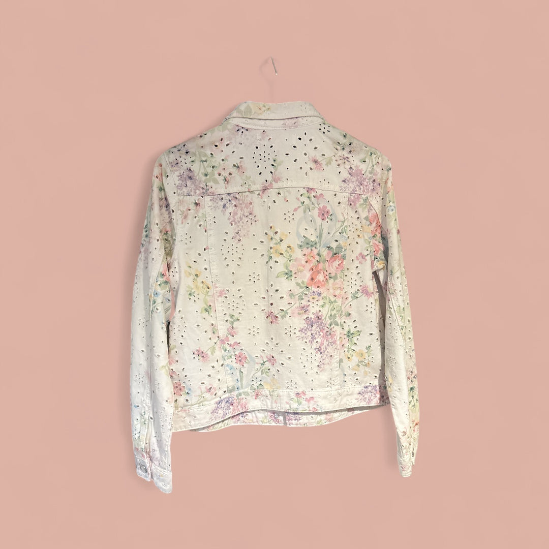Floral Eyelet Cotton Jean Jacket