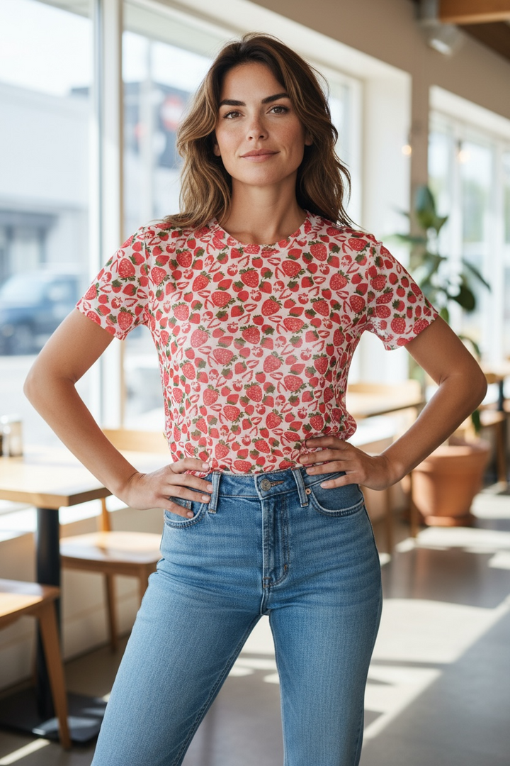 Strawberry Semi-sheer Top
