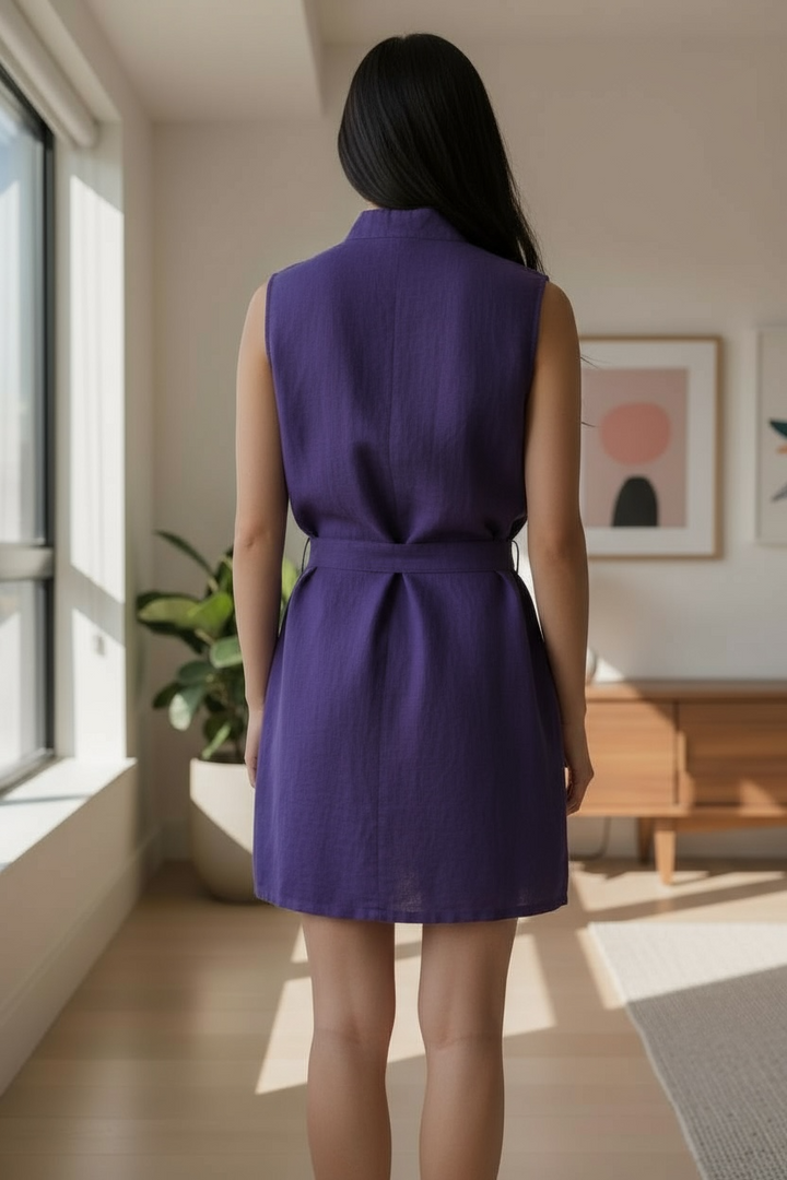 Purple Linen Mini Dress