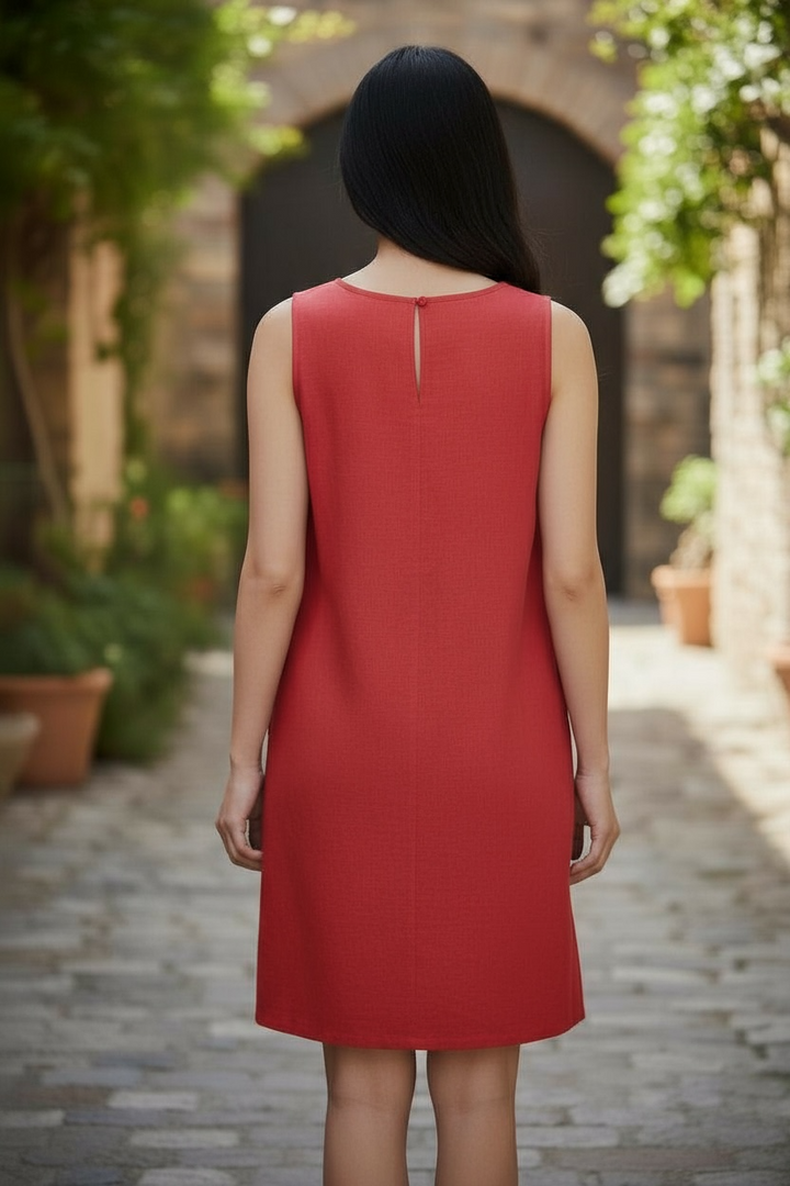 Red Linen Mini Dress