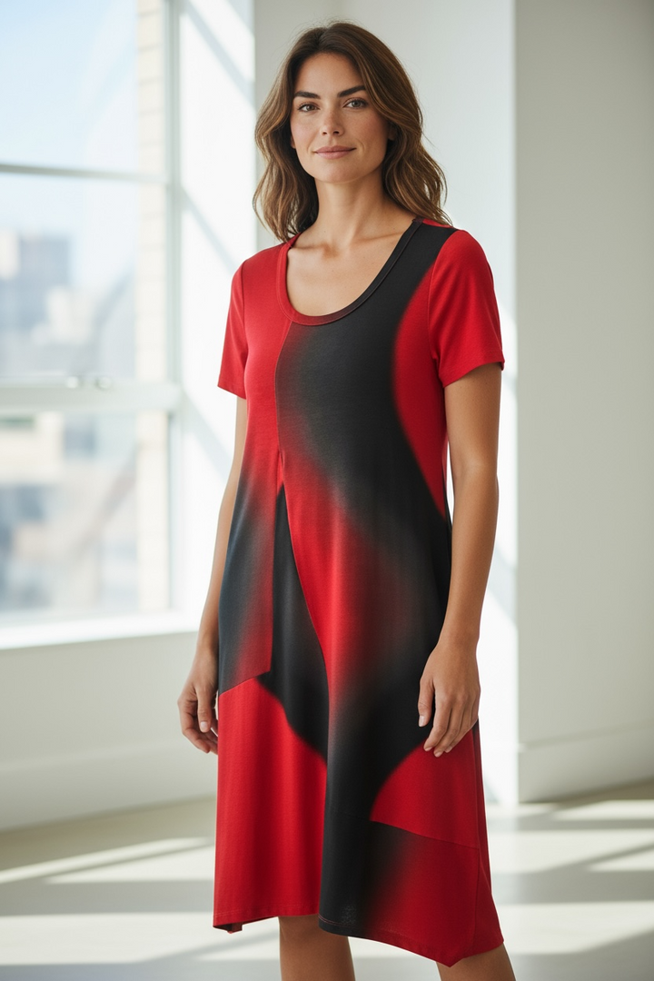 Ozai N Ku Red Abstract Bubble Dress