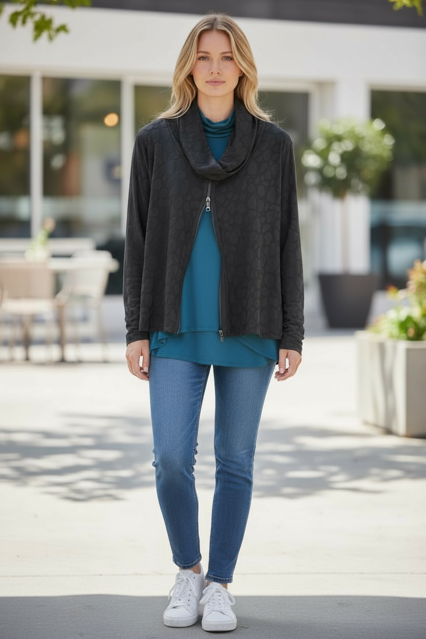 Kozan Black Reverse Zip Top