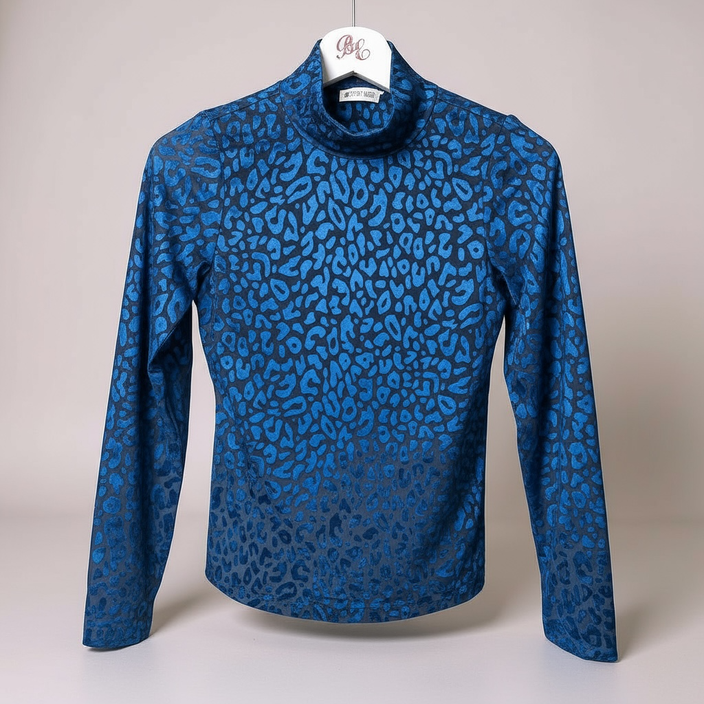 Blue Leopard Velour Top