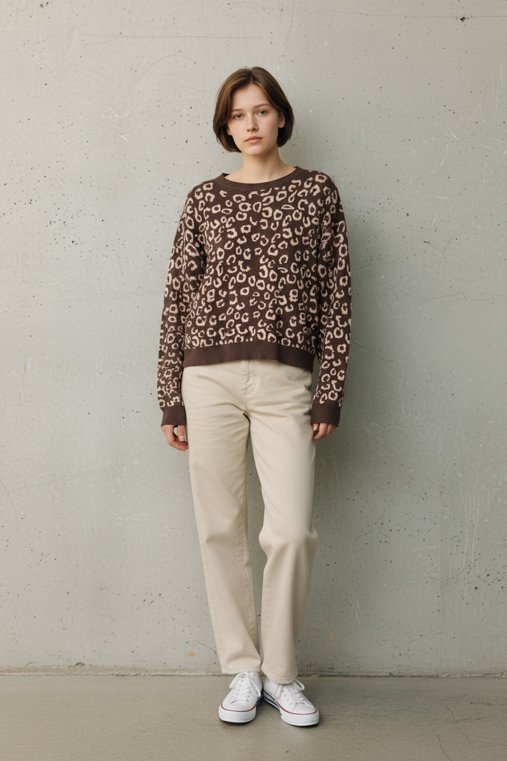 M Italy Brown Leopard Sweater