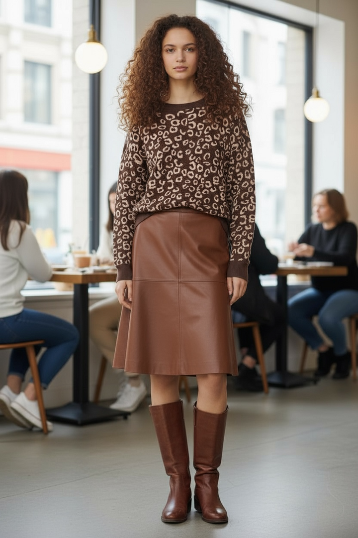 M Italy Brown Leopard Sweater