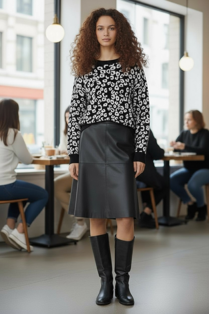 M Italy Black Leopard Sweater