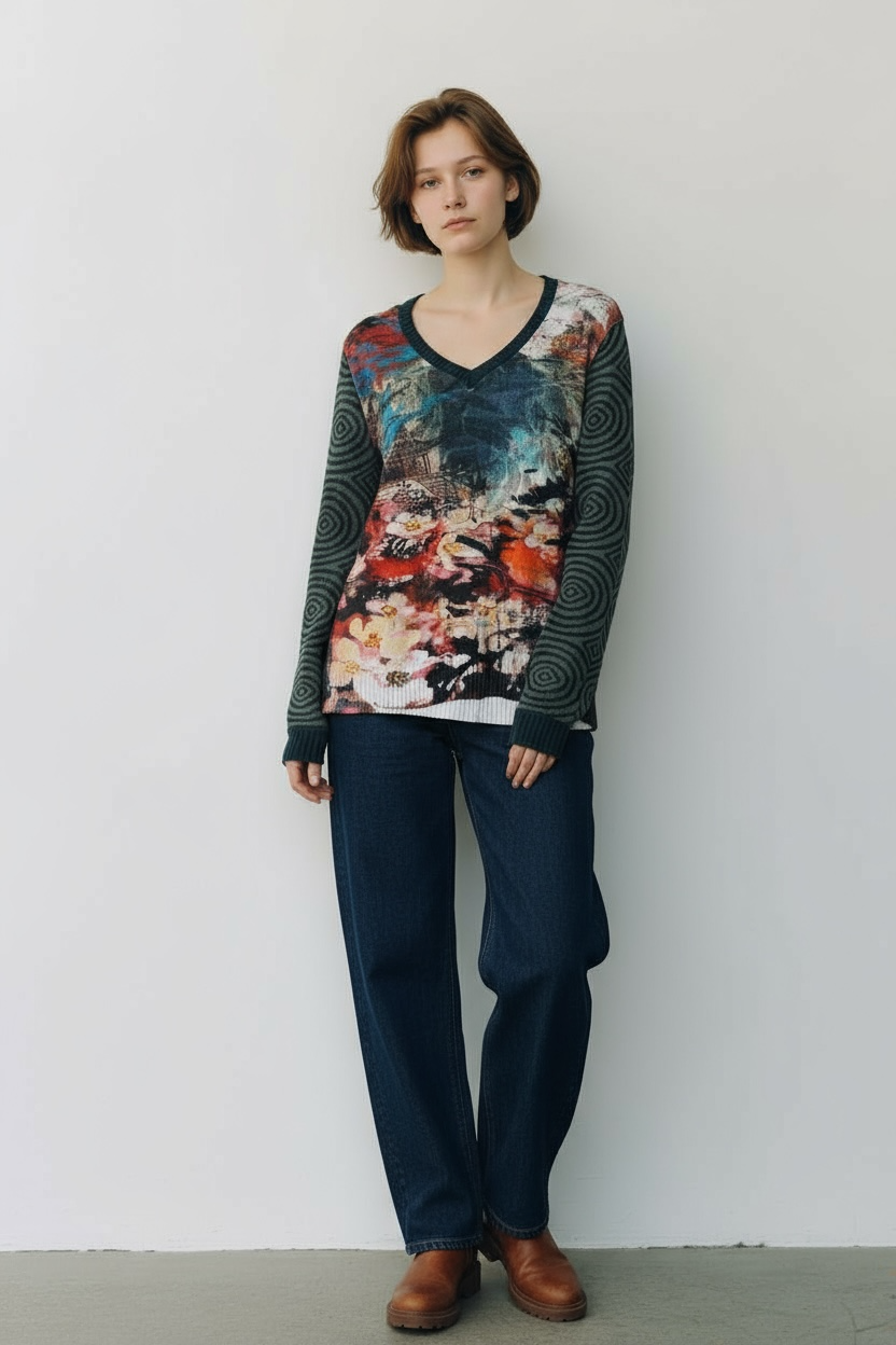 Orientique Green Cotton Sweater