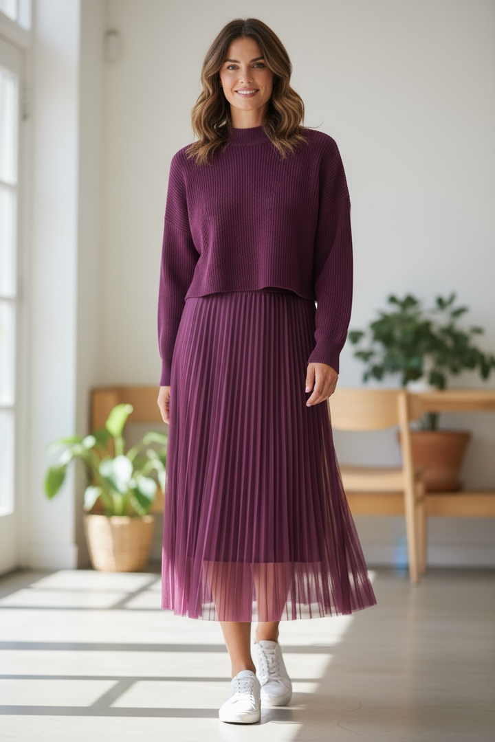 Me & Gee Raspberry Dress/Sweater Set
