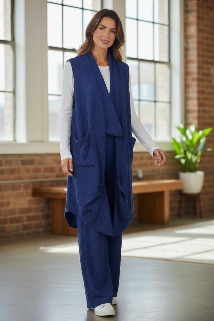 Blue Layer Front Textured Duster