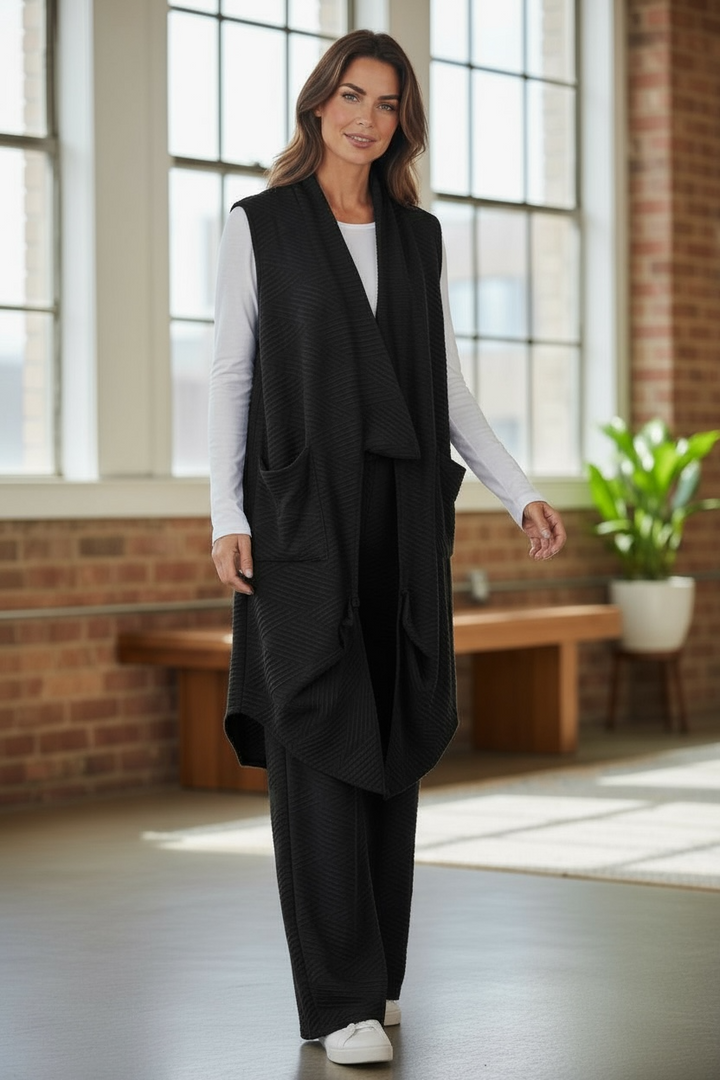 Black Layer Front Textured Duster