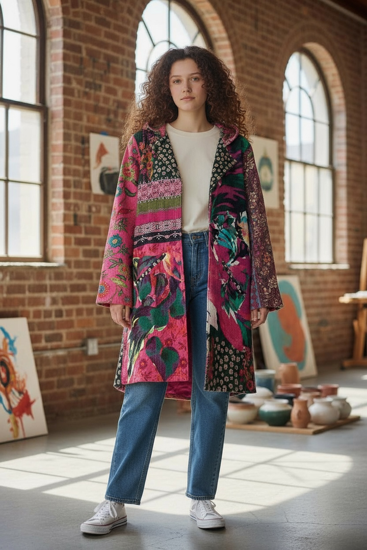 Orientique Pink Floral Cotton Coat