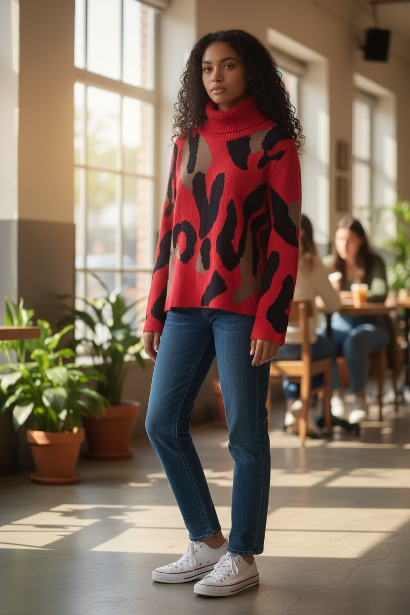 Gabby Isabella Red Animal Print Sweater