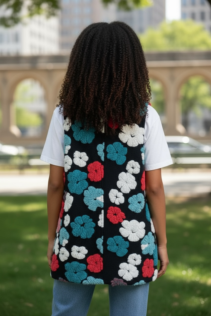 Turquoise/Red Floral Vest