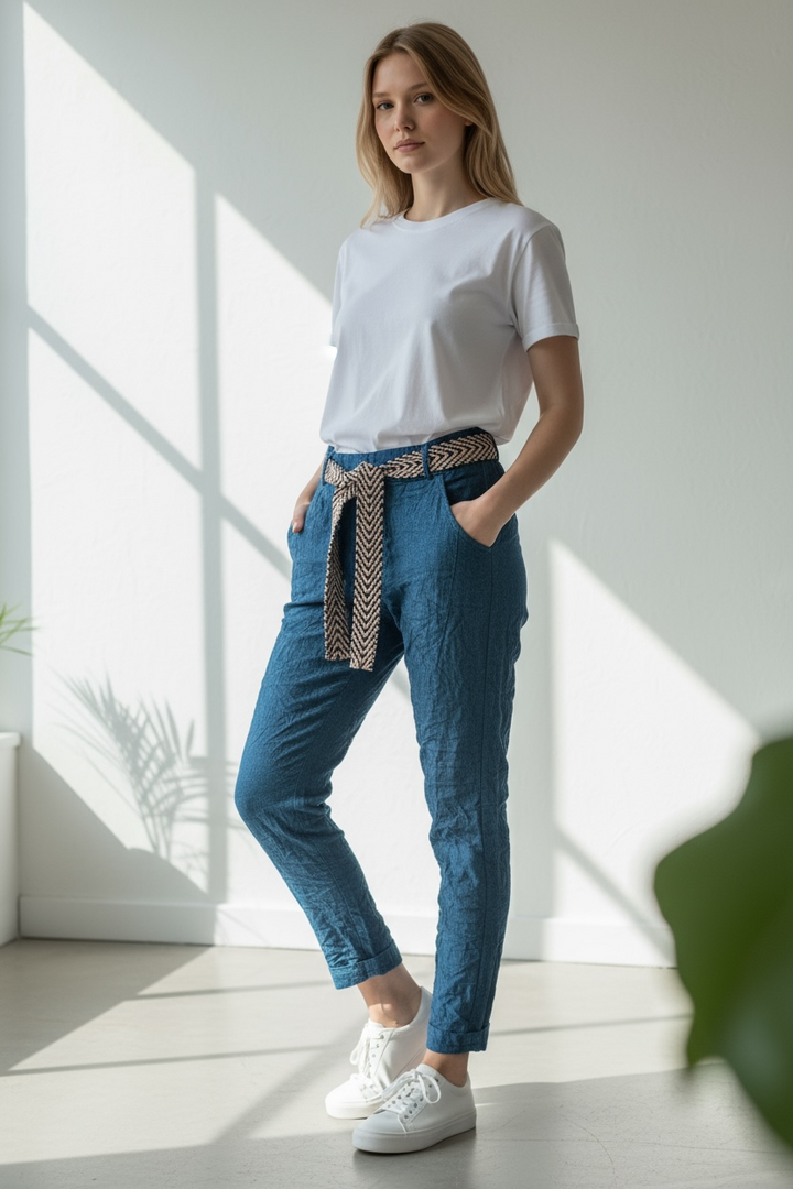 Eternelle Turquoise Crinkle Pant