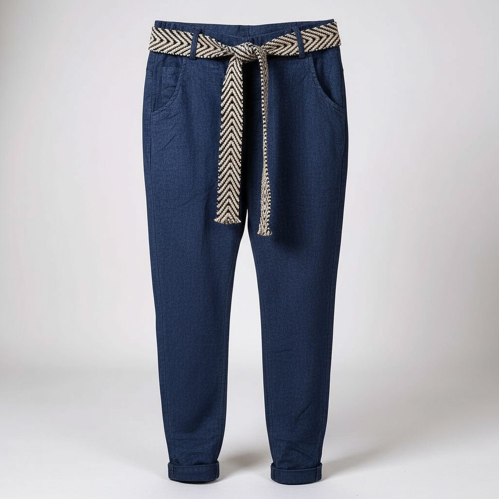 Eternelle Navy Crinkle Pant