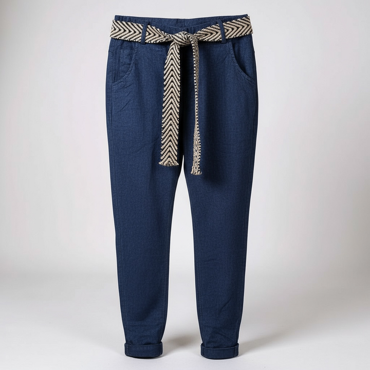 Eternelle Navy Crinkle Pant