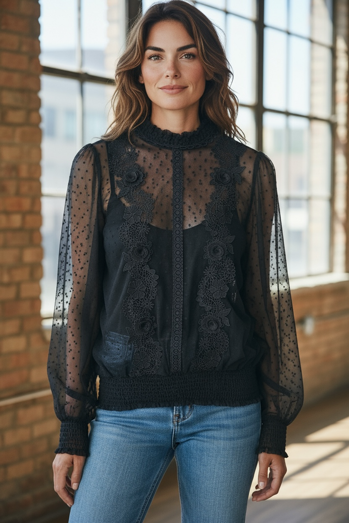 Gabby Isabella Vintage Lace 2-Layer Blouse