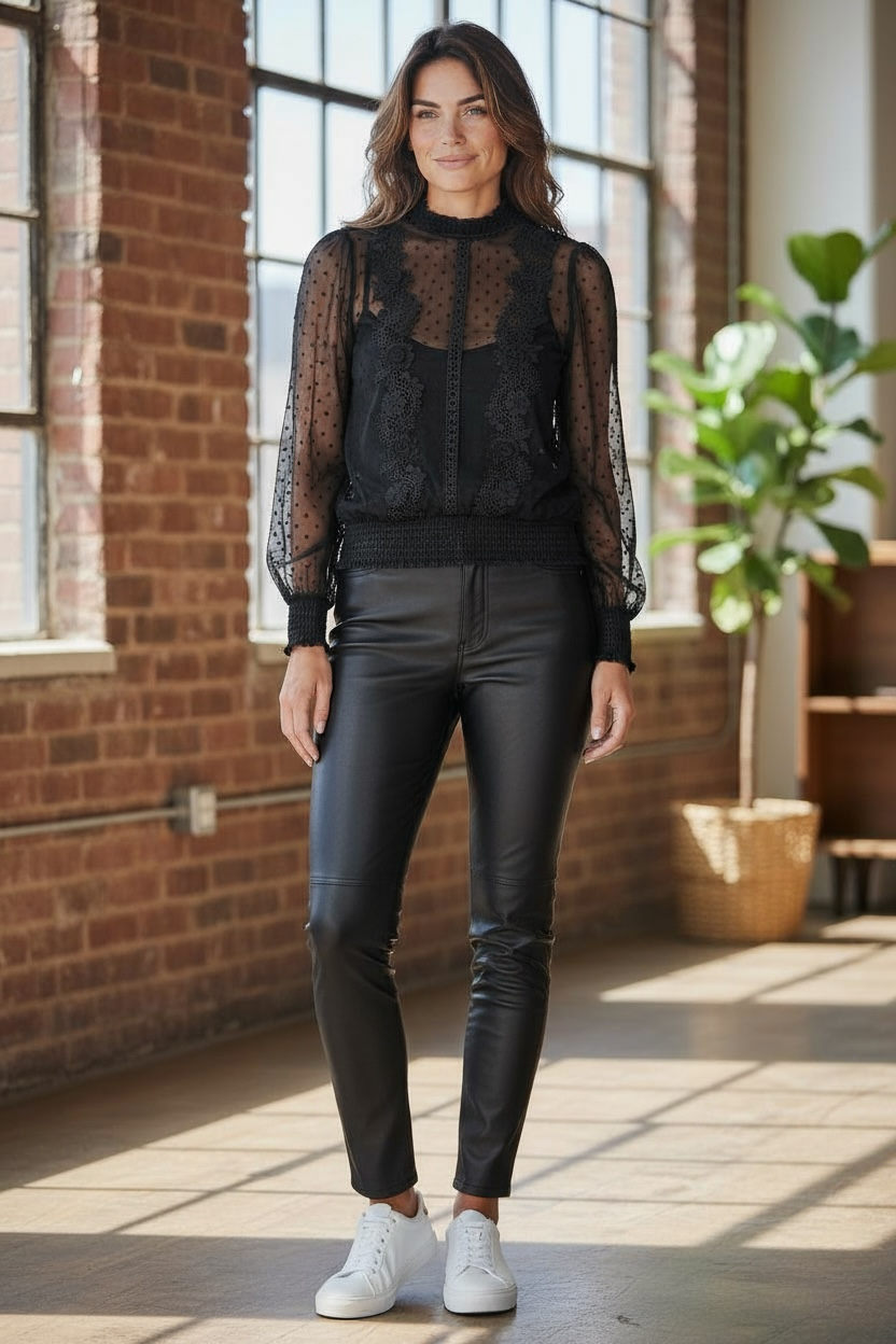 Gabby Isabella Vintage Lace 2-Layer Blouse