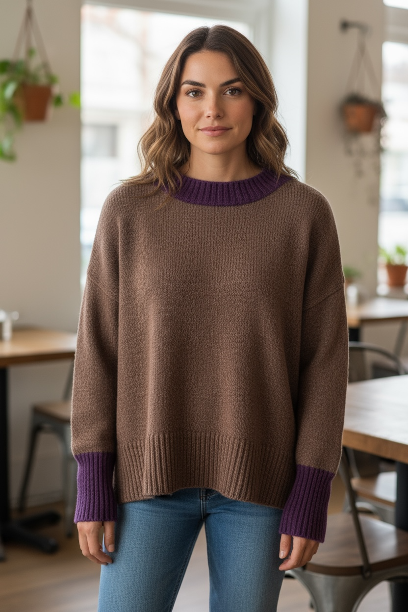 Elissia Mocha/Purple Italian Sweater