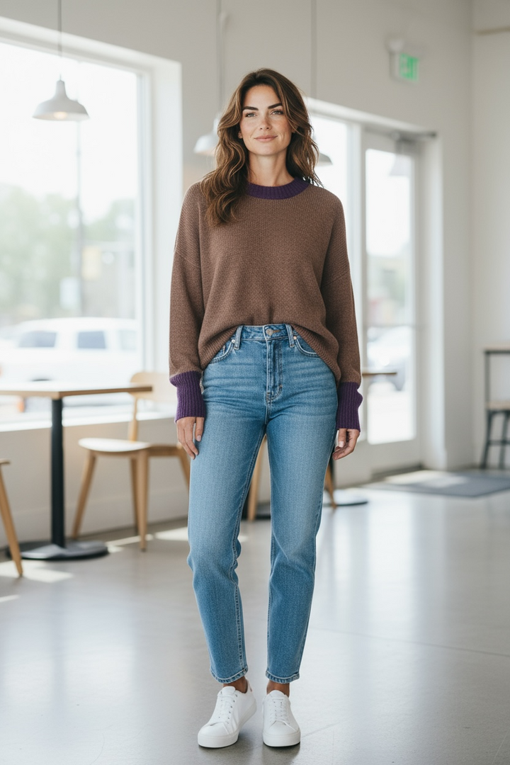 Elissia Mocha/Purple Italian Sweater