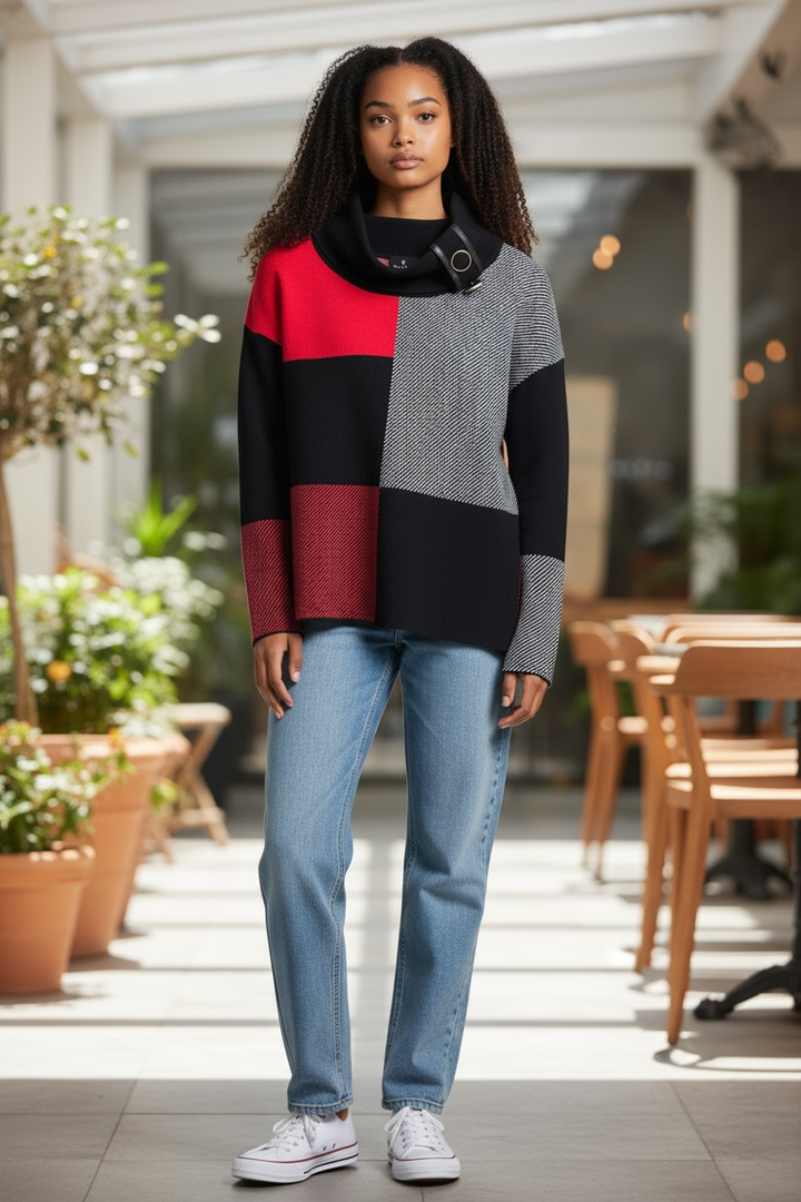 Red/Black Cotton Sweater