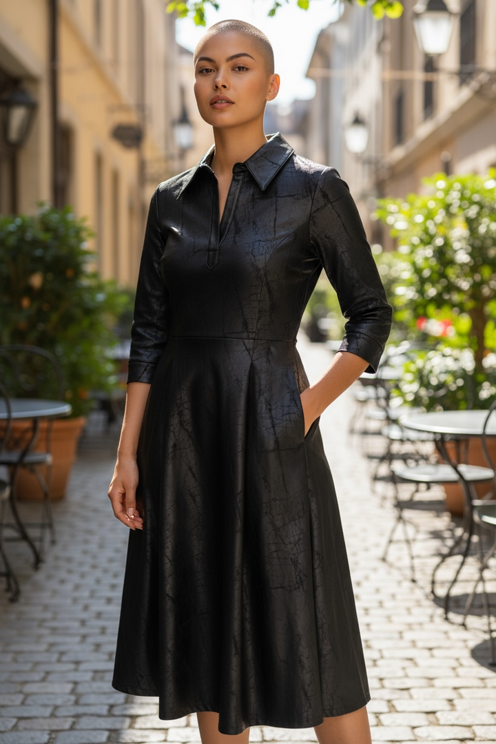 Black Faux Leather Dress