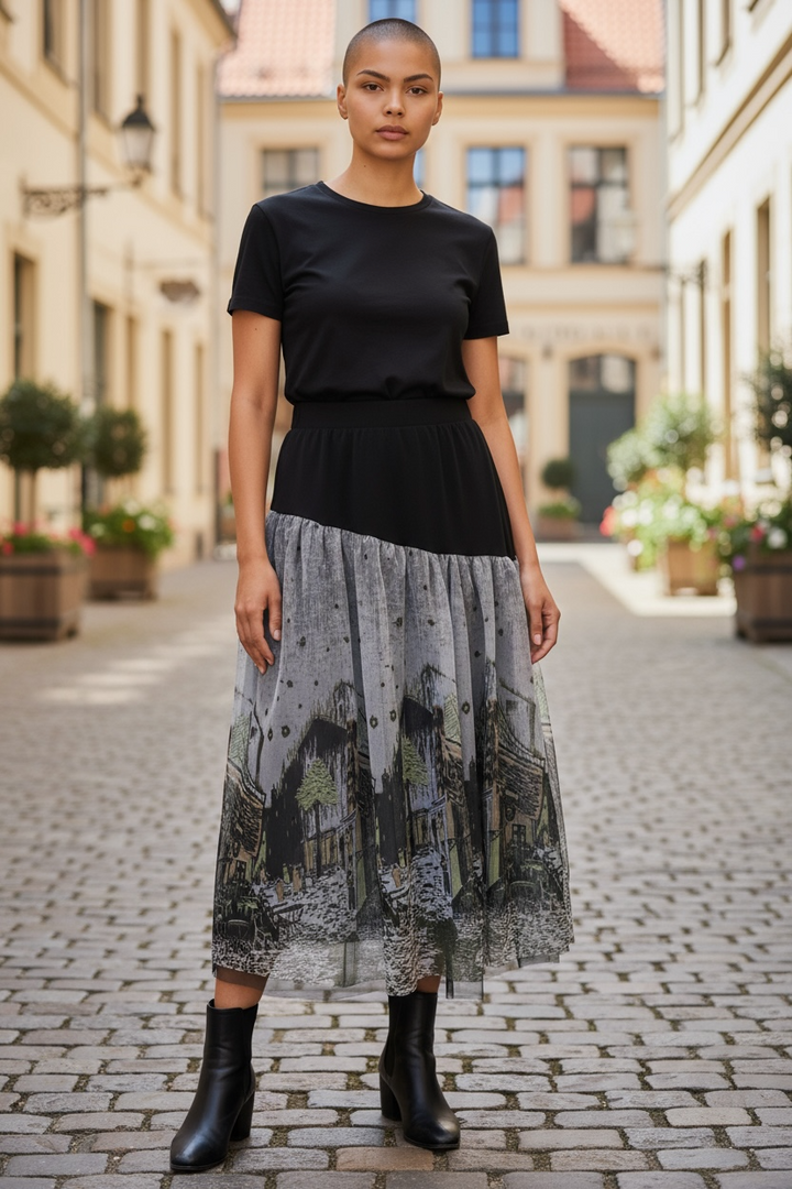Italian Bistro Art Tulle Skirt